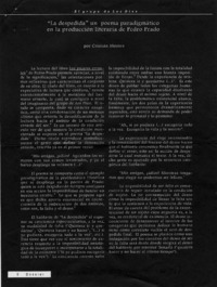 "La despedida" un poema paradigmático en la producción literaria de Pedro Prado  [artículo] Cristián Montes.