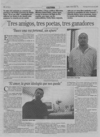 Tres amigos, tres poetas, tres ganadores  [artículo] Pedro Vallette.