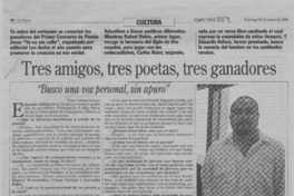 Tres amigos, tres poetas, tres ganadores  [artículo] Pedro Vallette.