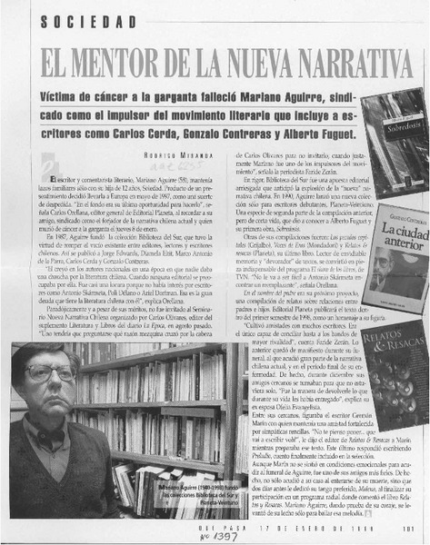 El mentor de la nueva narrativa  [artículo] Rodrigo Miranda.