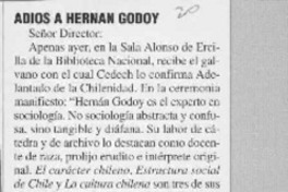 Adios a Hernán Godoy  [artículo] Pedro Godoy P.