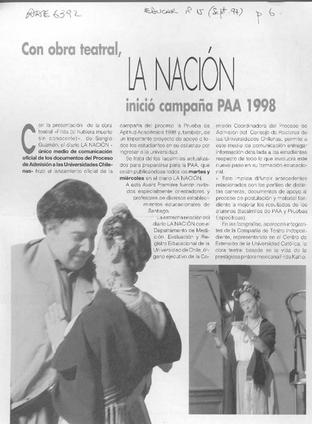 Con obra teatral, La Nación inició campaña PAA 1998