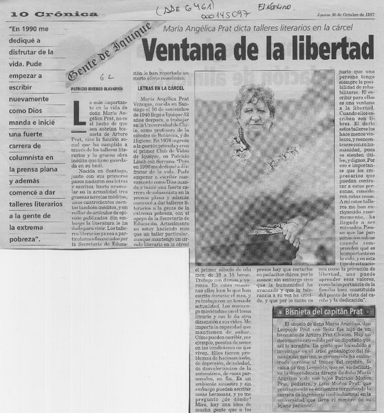 Ventana de la libertad  [artículo] Patricio Riveros Olavarría.