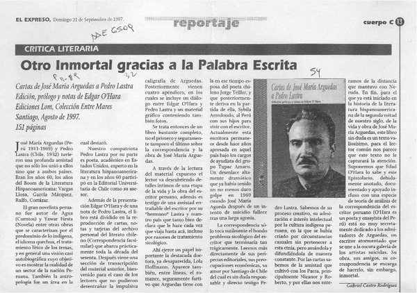 Otro inmortal gracias a la palabra escrita  [artículo] Gabriel Castro Rodríguez.