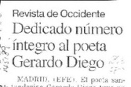 Dedicado número íntegro al poeta Gerardo Diego  [artículo].