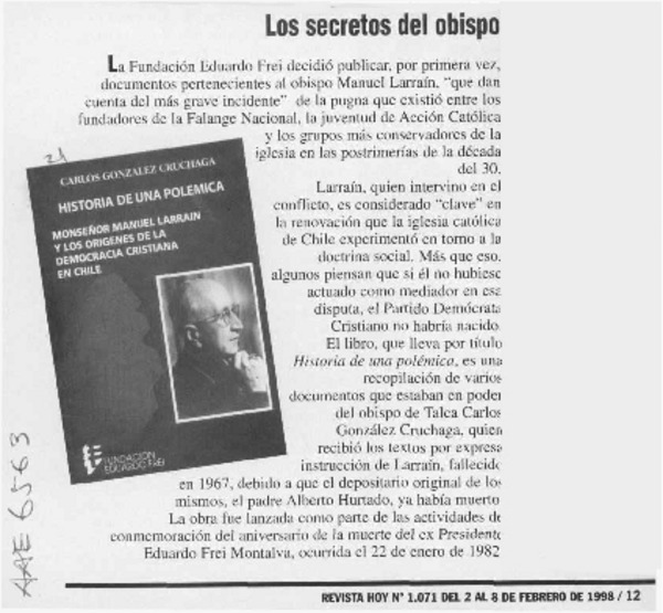 Los Secretos del obispo  [artículo].