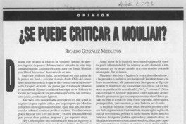 Se puede criticar a Moulian?  [artículo] Ricardo González Middleton.