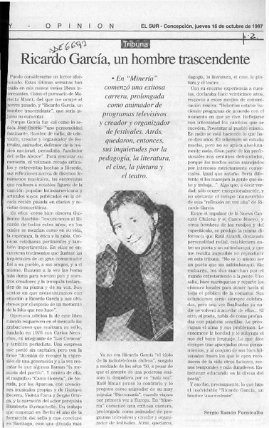 Ricardo García, un hombre trascendente  [artículo] Sergio Ramón Fuentealba.