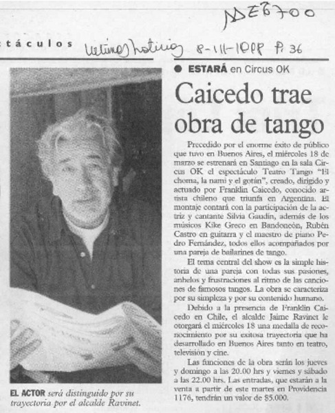 Caicedo trae abra de tango  [artículo].