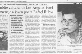 Ambito cultural de Los Angeles hará homenaje a joven poeta Rafael Rubio