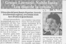 Grupo literario Ñuble lanza "Los días de la ceniza"  [artículo].