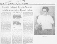 Mundo cultural de Los Angeles brinda homenaje a Rafael Rubio