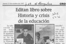 Editan libro sobre historia y crisis de la educación  [artículo].