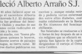 Falleció Alberto Arraño S.J.  [artículo].