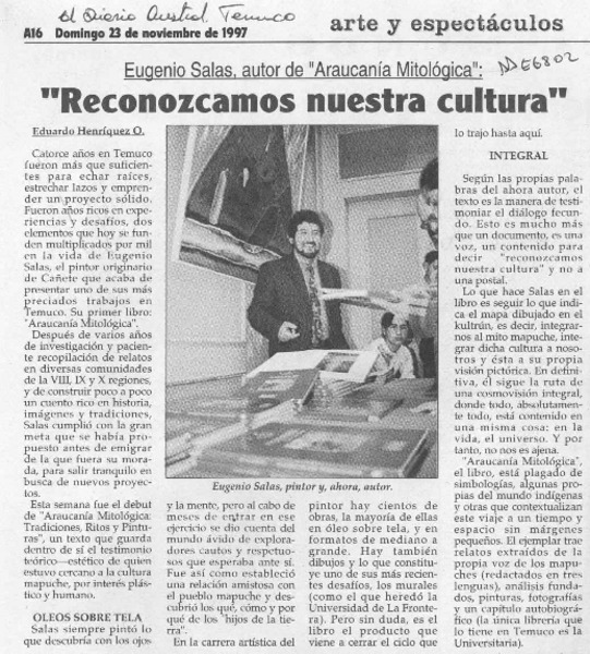 "Reconozcamos nuestra cultura"  [artículo] Eduardo Henríquez O.