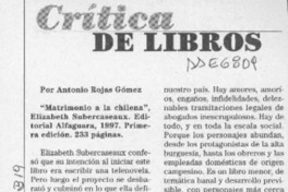 Crítica de libros  [artículo] Antonio Rojas Gómez.