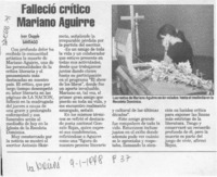 Falleció crítico Mariano Aguirre  [artículo] Juan Chapple.