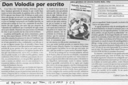 Don Volodia por escrito  [artículo] Gabriel Castro Rodríguez.