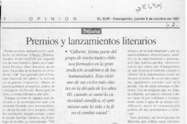 Premios y lanzamientos literarios  [artículo] Sergio Ramón Fuentealba.