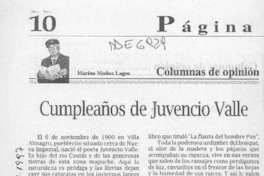 Cumpleaños de Juvencio Valle  [artículo] Marino Muñoz Lagos.