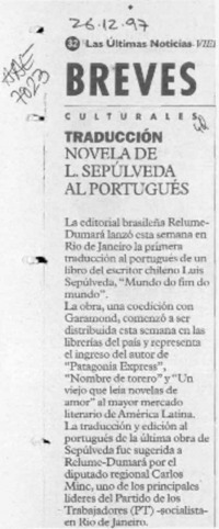 Novela de L. Sepúlveda al portugués  [artículo].