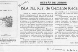 Isla del rey, de Clemente Riedemann  [artículo] Mario Contreras Vega.