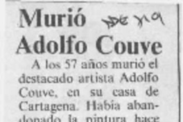 Murió Adolfo Couve  [artículo].