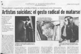 Artistas suicidas, el gesto radical de matarse  [artículo] Andrés Gómez B.