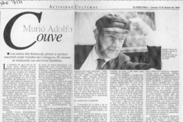 Murió Adolfo Couve  [artículo].