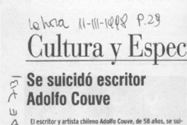 Se suicidó escritor Adolfo Couve  [artículo].