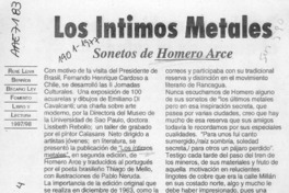 Los íntimos metales  [artículo] René Leiva Berríos.