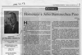 Homenaje a Julio Barrenechea Pino  [artículo] Gil Sinay.