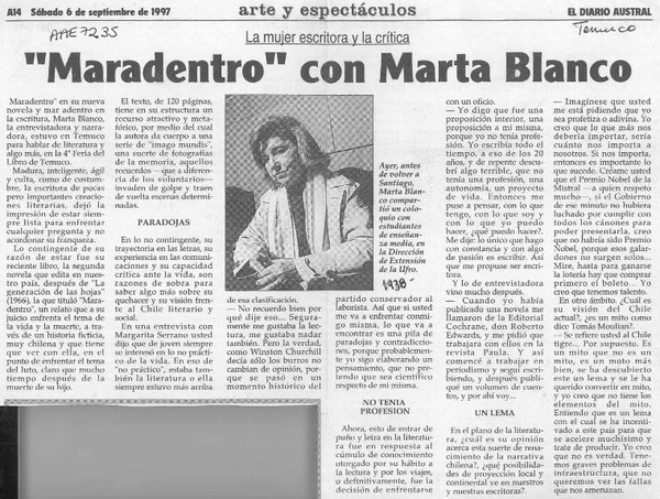 "Maradentro" con Marta Blanco  [artículo].