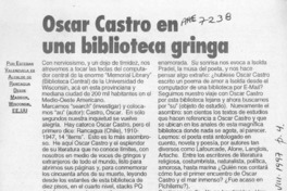 Oscar Castro en una biblioteca gringa  [artículo] Esteban Valenzuela.