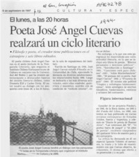 Poeta José Angel Cuevas realizará un ciclo literario  [artículo].