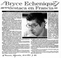 Bryce Echeñique destaca en Francia  [artículo].