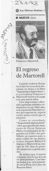 El regreso de Martorell  [artículo].