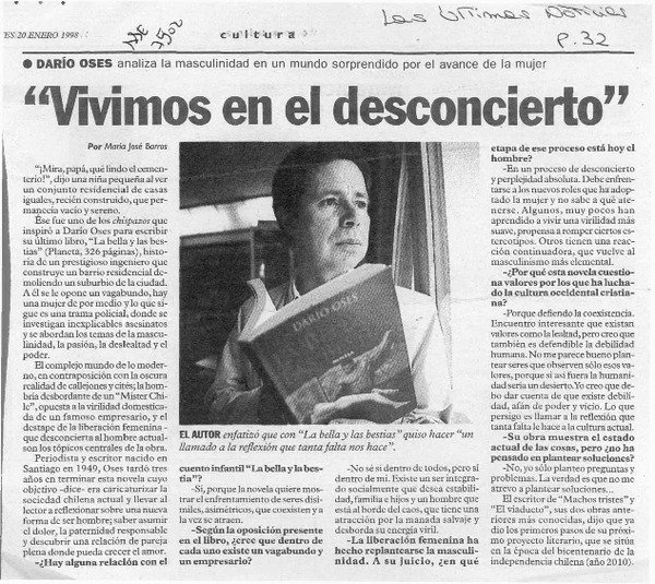 "Vivimos en el desconcierto"  [artículo] María José Barros.
