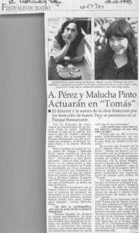 A. Pérez y Malucha Pinto actuarán en "Tomás"  [artículo].