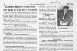 Escritor Hermelo Arabena fue dado de alta en el hospital  [artículo] Carlos Ruiz Zaldívar.