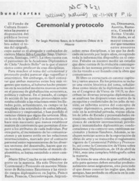 Ceremonial y protocolo  [artículo] Sergio Martínez Baeza.