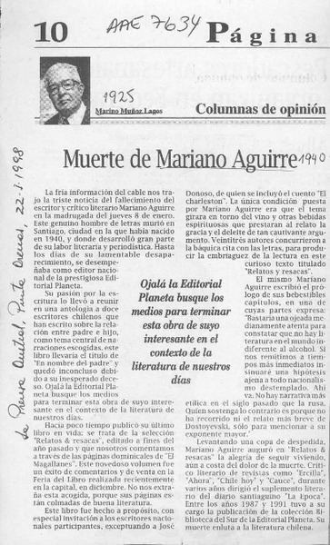 Muerte de Mariano Aguirre