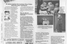 El debut teatral de Luciano Cruz-Coke, discreto pero meritorio  [artículo] Javier Ibacache.