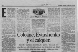 Coloane, Evtushenko y el caiquén  [artículo] José Miguel varas.