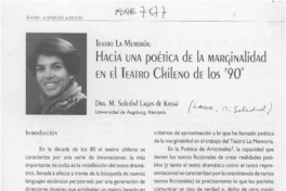 Hacia una poética de la marginalidad en el teatro chileno de los '90  [artículo] M. Soledad Lagos de Kassai.
