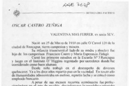 Oscar Castro Zúñiga  [artículo] Valentina Masferrer.