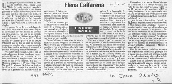 Elena Caffarena  [artículo] Luis Alberto Mansilla.