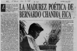 La madurez poética de Bernardo Chandía Fica  [artículo] José-Christian Páez.