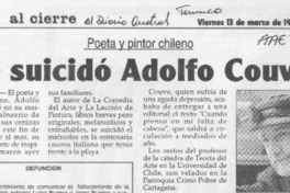 Se suicidó Adolfo Couve  [artículo].