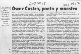 Oscar Castro, poeta y maestro  [artículo] Jaime Herrera Román.